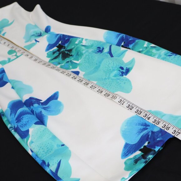 Calvin Klein Women's White Blue Teal Scuba Sheath Dress Sleeveless Size 4 NWT - Picture 9 of 9